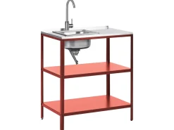 Set cucina da esterno 3 elementi con lavello VILAMA Metallo Rosso