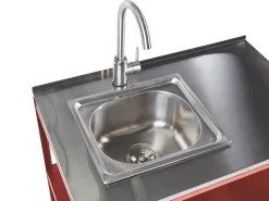 Set cucina da esterno 3 elementi con lavello VILAMA Metallo Rosso