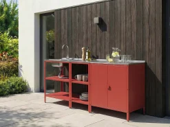 Set cucina da esterno 3 elementi con lavello VILAMA Metallo Rosso