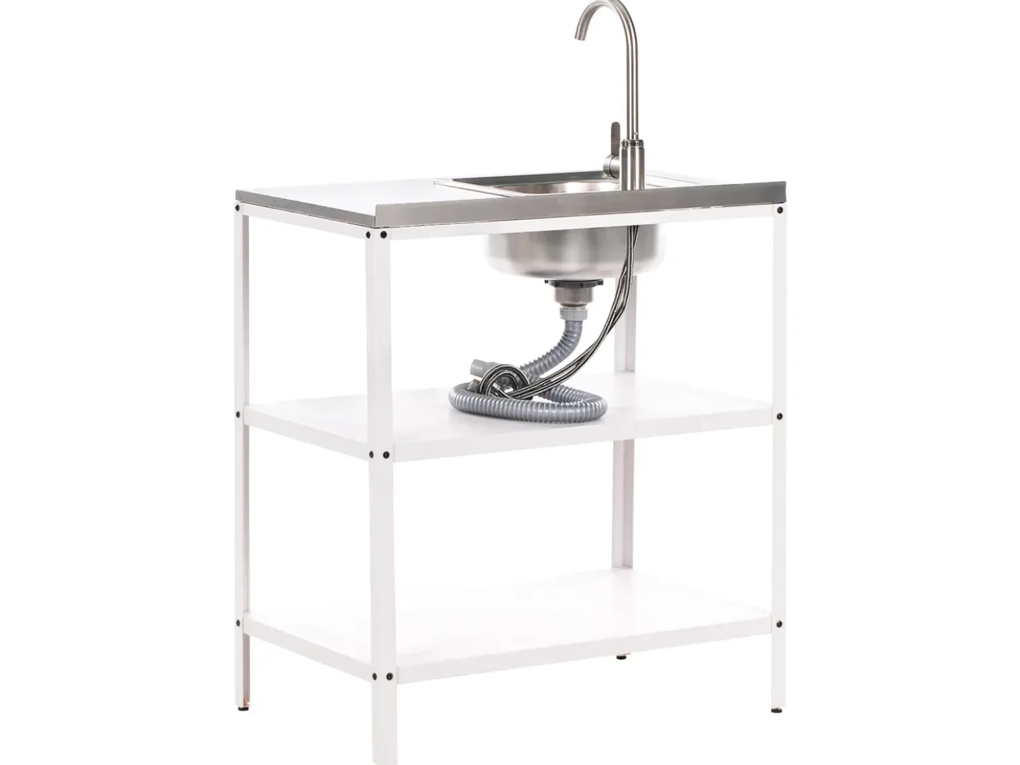 Set cucina da esterno 3 elementi con lavello VILAMA Metallo Bianco