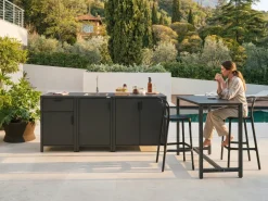 Set cucina da esterno con lavello ROCHA Metallo Grigio grafite