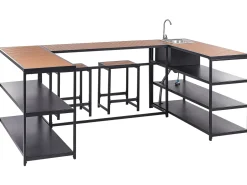 Set cucina da esterno con lavello AVETRANA Metallo Nero