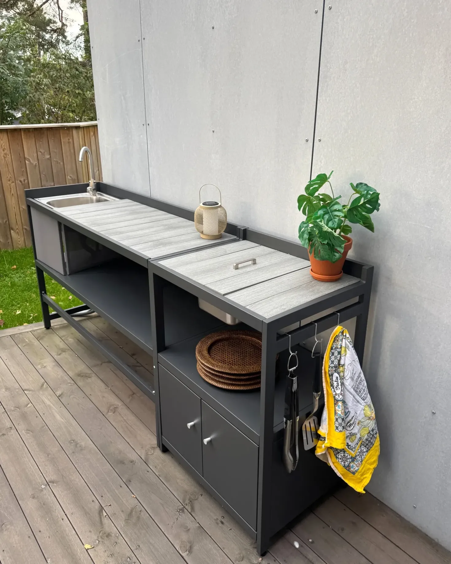 Set cucina da esterno con lavello ORTISEI Metallo Grigio grafite