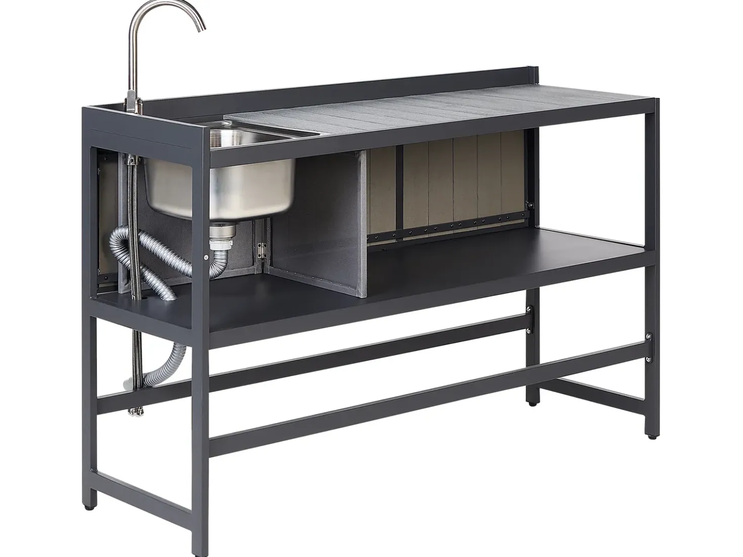 Set cucina da esterno con lavello ORTISEI Metallo Grigio grafite