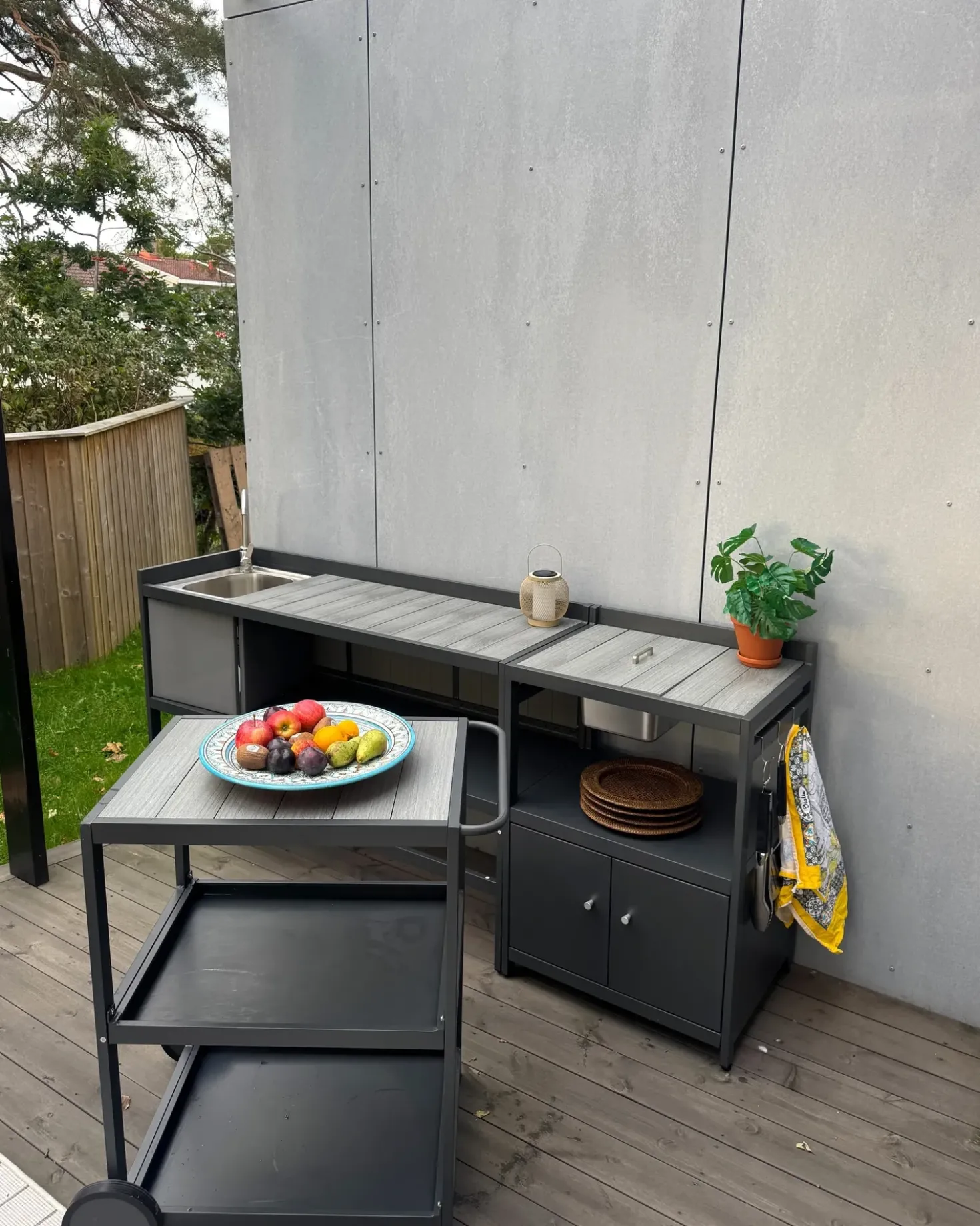 Set cucina da esterno con lavello ORTISEI Metallo Grigio grafite