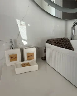 Set da 4 accessori per il bagno KOUROU Ceramica Beige