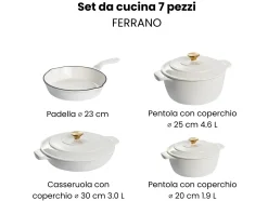Set da 7 pezzi in ghisa FERRANO Bianco sporco Bianco