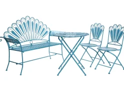 Set da bistrot con panca PAVIA Metallo Blu