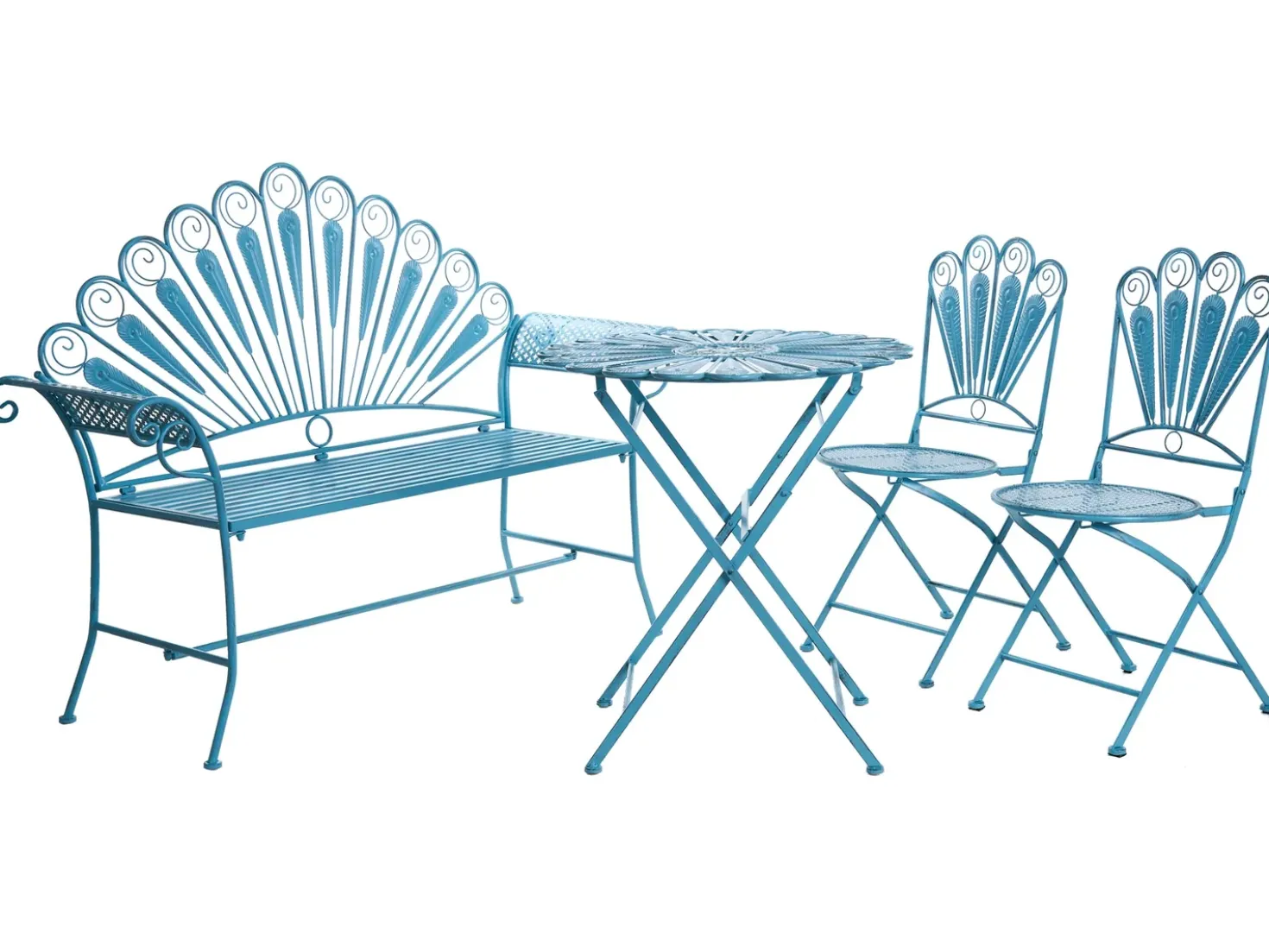 Set da bistrot con panca PAVIA Metallo Blu