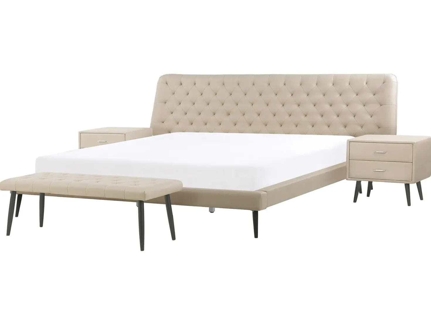 Set da camera da letto Pelle sintetica ESSONNE 160 x 200 cm Beige