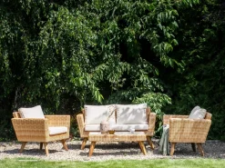 Set da giardino con tavolo 4 posti VITTORIA Rattan sintetico (PE) Bianco sporco