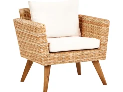 Set da giardino con tavolo 4 posti VITTORIA Rattan sintetico (PE) Bianco sporco