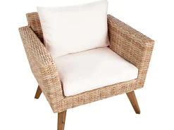 Set da giardino con tavolo 4 posti VITTORIA Rattan sintetico (PE) Bianco sporco