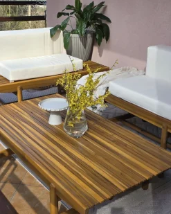 Set da giardino con tavolo 2 posti GIAVENO Legno d'acacia Bianco sporco
