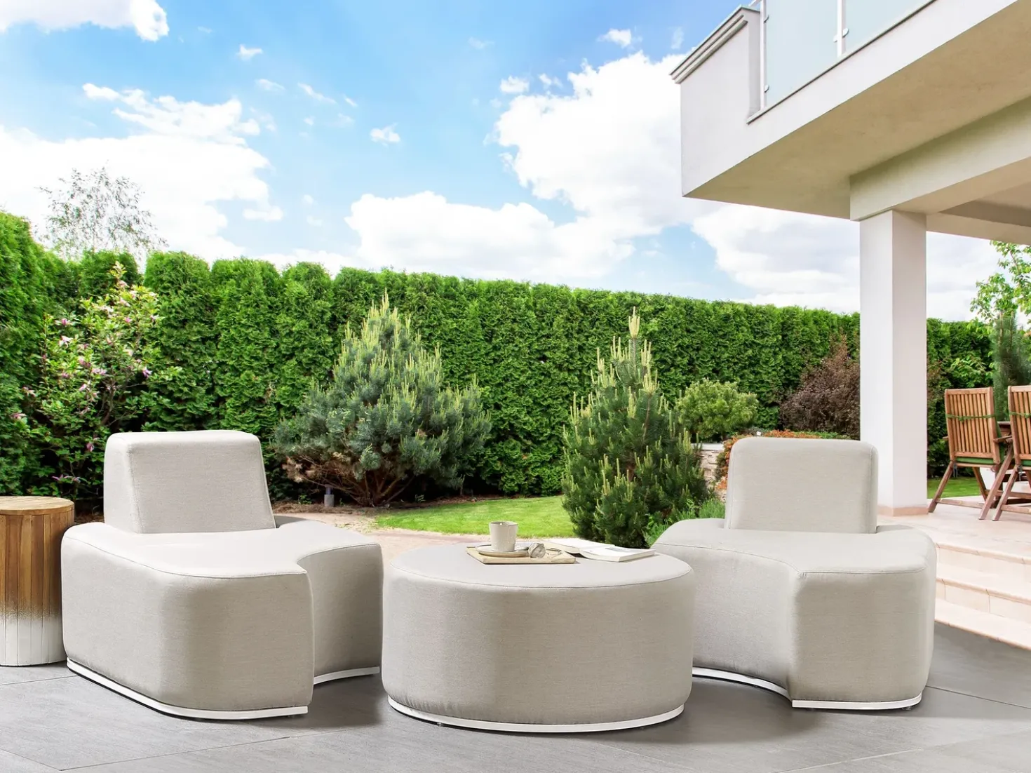 Set da giardino con tavolo 2 posti FABRO Modulare Grigio chiaro