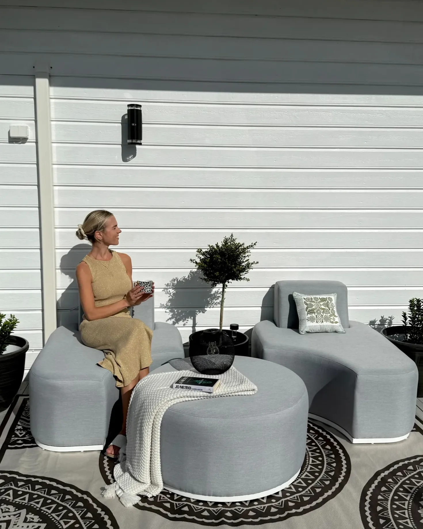 Set da giardino con tavolo 2 posti FABRO Modulare Grigio chiaro