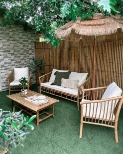 Set da giardino con tavolo 4 posti MAGGIORE Bambù Marrone chiaro