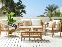 Set da giardino con tavolo 4 posti MAGGIORE Bambù Marrone chiaro
