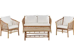Set da giardino con tavolo 4 posti MAGGIORE Bambù Marrone chiaro