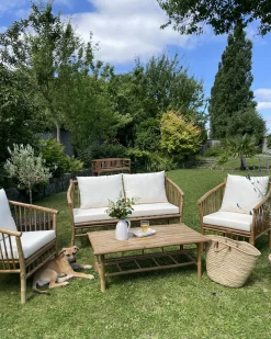 Set da giardino con tavolo 4 posti MAGGIORE Bambù Marrone chiaro