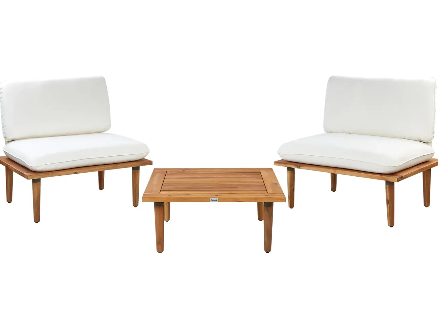 Set da giardino con tavolo 2 posti FRASCATI Modulare Legno di acacia certificato Bianco sporco