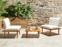Set da giardino con tavolo 2 posti FRASCATI Modulare Legno di acacia certificato Bianco sporco