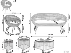 Set da giardino con tavolo 4 posti MARATEA/CESENATICO Rattan Naturale