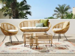 Set da giardino con tavolo 4 posti MARATEA/CESENATICO Rattan Naturale