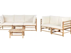 Set da giardino con tavolo 5 posti CERRETO Bambù Bianco sporco