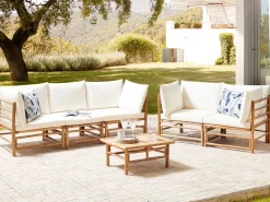 Set da giardino con tavolo 5 posti CERRETO Bambù Bianco sporco