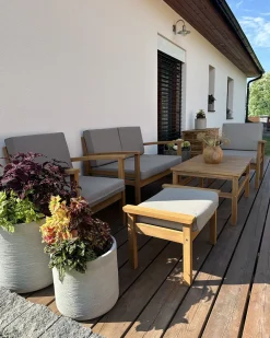 Set da giardino con tavolo 4 posti MANILA Legno di acacia certificato Marrone chiaro