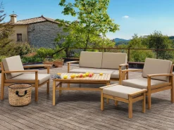 Set da giardino con tavolo 4 posti MANILA Legno di acacia certificato Marrone chiaro