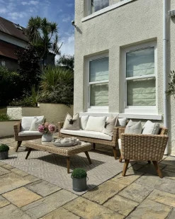 Set da giardino con tavolo 5 posti VITTORIA XL Rattan sintetico (PE) Bianco sporco