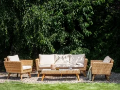 Set da giardino con tavolo 5 posti VITTORIA XL Rattan sintetico (PE) Bianco sporco