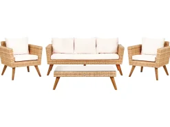 Set da giardino con tavolo 5 posti VITTORIA XL Rattan sintetico (PE) Bianco sporco