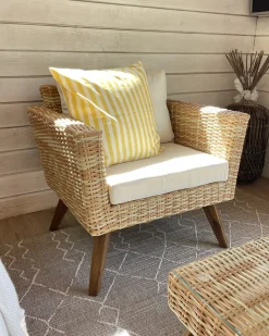 Set da giardino con tavolo 5 posti VITTORIA XL Rattan sintetico (PE) Bianco sporco