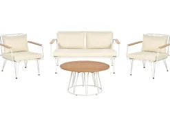 Set da giardino con tavolo 4 posti MONTESILVANO Metallo Beige chiaro