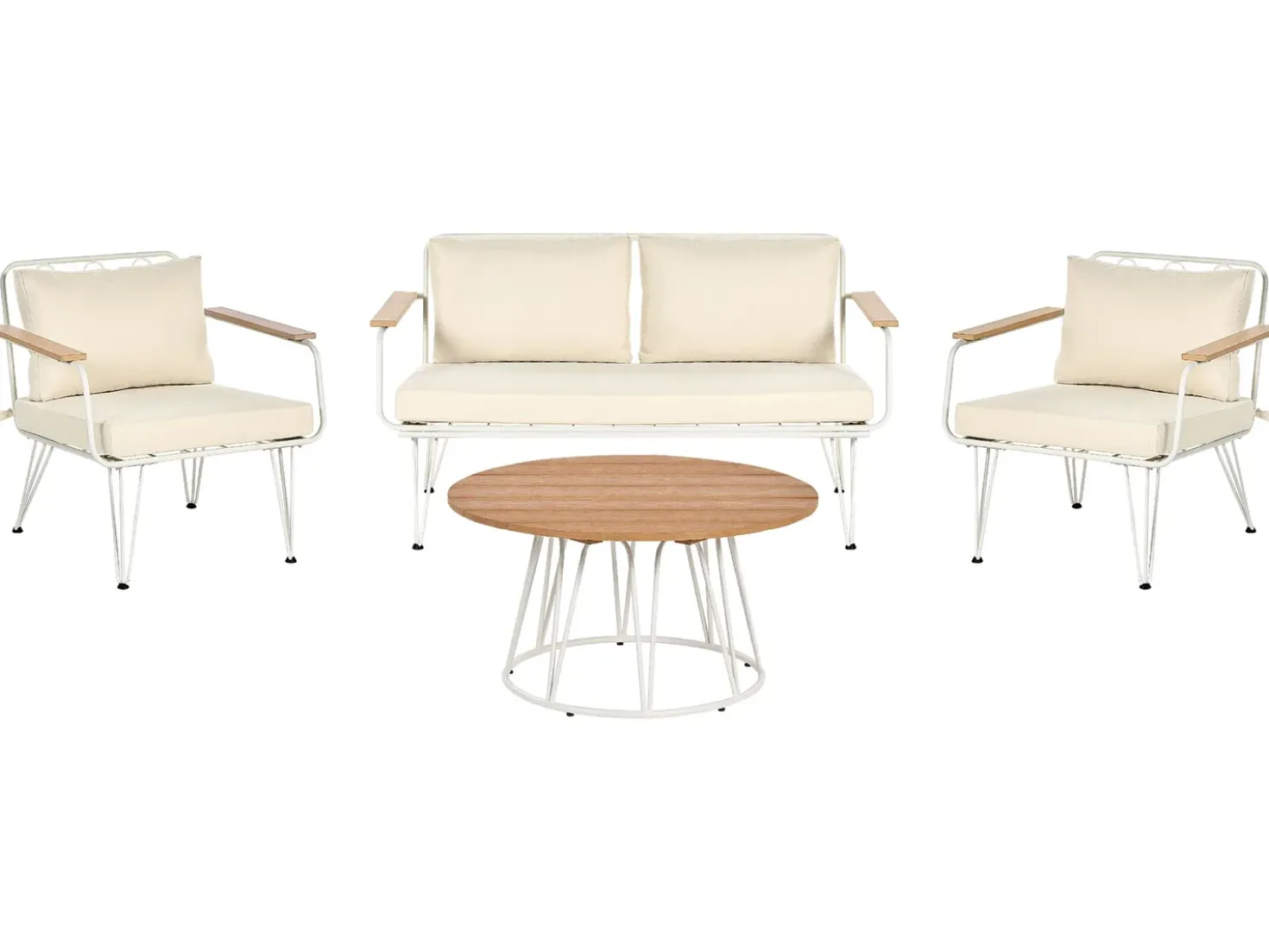 Set da giardino con tavolo 4 posti MONTESILVANO Metallo Beige chiaro