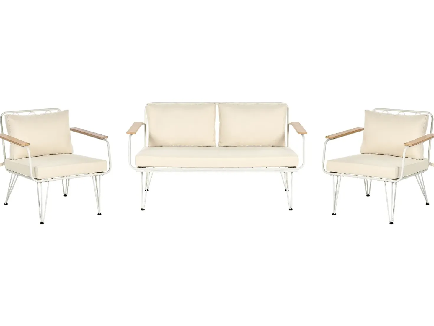 Set da giardino con tavolo 4 posti MONTESILVANO Metallo Beige chiaro
