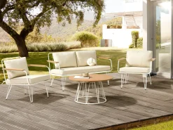 Set da giardino con tavolo 4 posti MONTESILVANO Metallo Beige chiaro