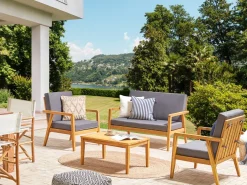 Set da giardino con tavolo 4 posti PALLANO Legno d'acacia Grigio scuro