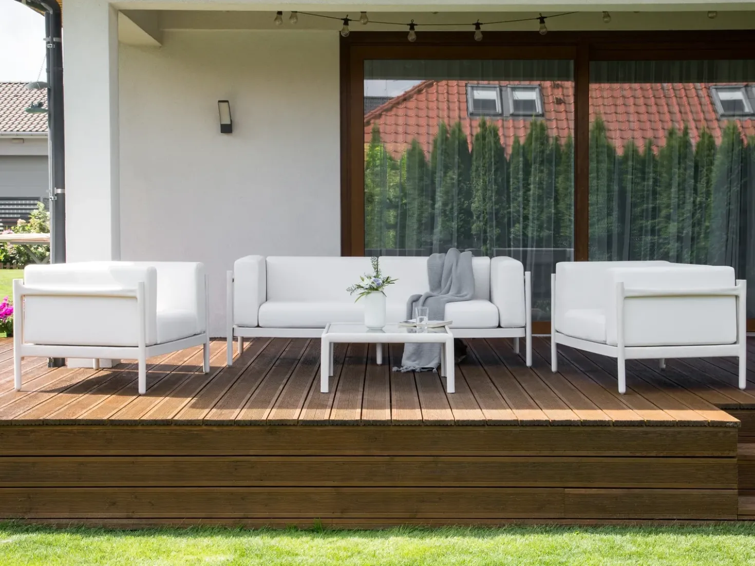 Set da giardino con tavolo 4 posti FERRETTI Beige chiaro