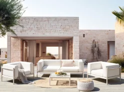 Set da giardino con tavolo 4 posti FERRETTI Beige chiaro