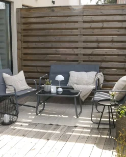 Set da giardino con tavolo 4 posti BARREA Metallo Nero