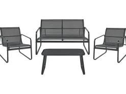 Set da giardino con tavolo 4 posti BARREA Metallo Nero