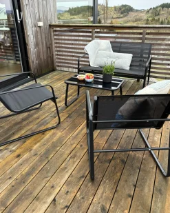 Set da giardino con tavolo 4 posti BARREA Metallo Nero