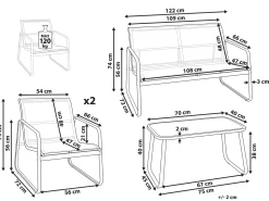 Set da giardino con tavolo 4 posti BARREA Metallo Nero