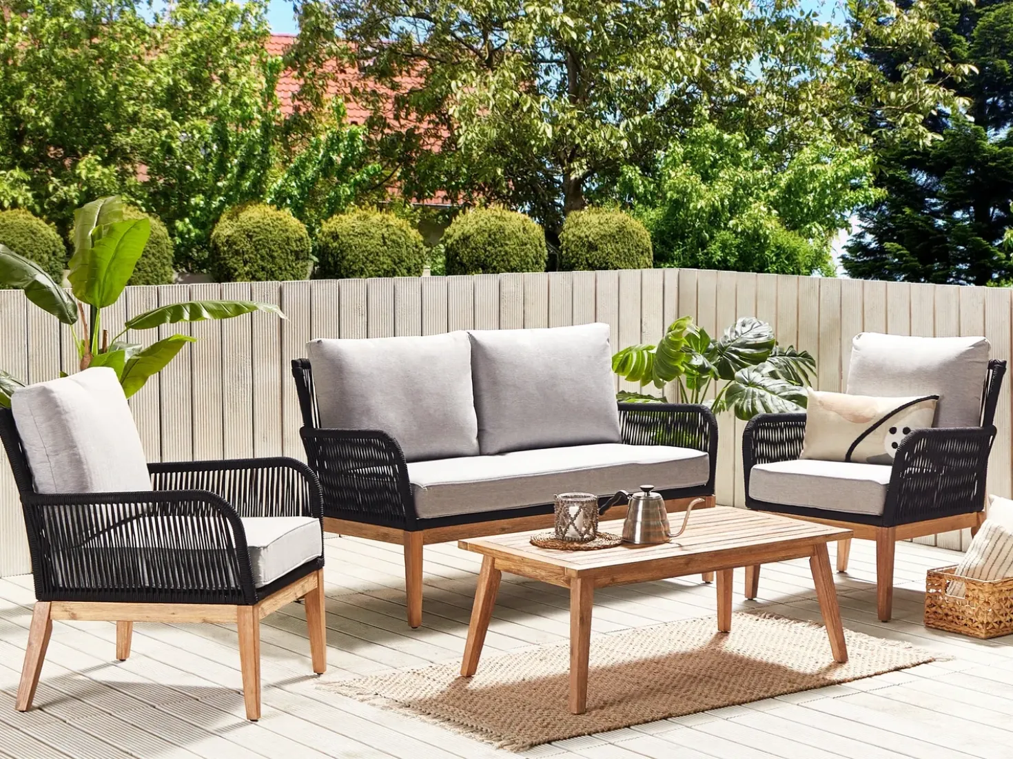 Set da giardino con tavolo 4 posti MERANO Legno d'acacia Grigio
