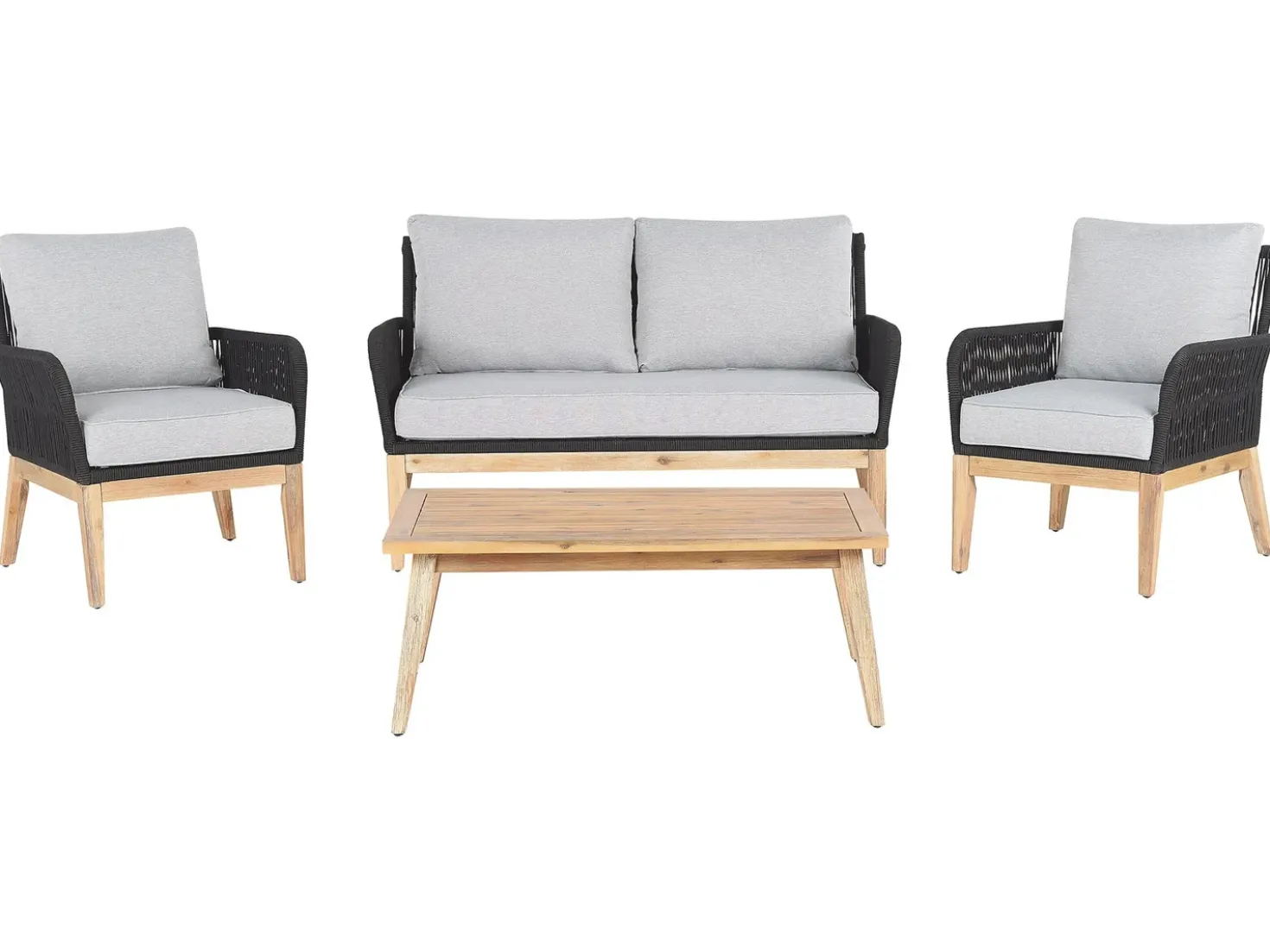 Set da giardino con tavolo 4 posti MERANO Legno d'acacia Grigio