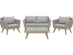 Set da giardino con tavolo 4 posti VITTORIA Rattan sintetico (PE) Grigio